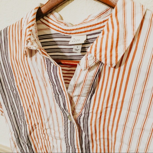 Casual Stripped Button Down Tee - Picture 2 of 3